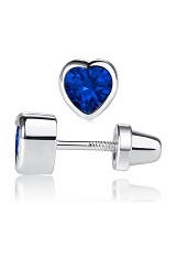 superb silver cubic zirconia heart September birthstone baby earrings